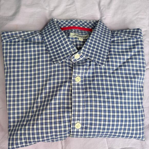 Jeremy Argyle NYC Men's sz Large Blue Plaid Button Down Shrt Long Sleeve Cotton - Picture 3 of 11